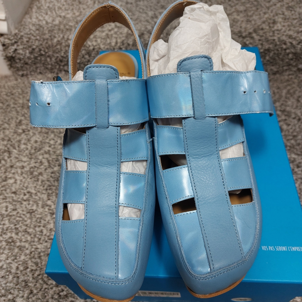 Light Blue Leather Sandals